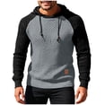 thumbnail image 2 of DAFPZW Men's Knit Hoodies Color Block Hooded Sweatshirts Long Sleeve Pullover Sweater Tops for Fall Winter, 2 of 5