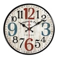 thumbnail image 2 of Reloj de pared de madera con números arábigos, redondo, silencioso, vintage, rústico, de 30 cm. D, 2 of 9