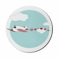 thumbnail image 1 of Airplane Mouse Pad for Computers, Abstract and Romantic Sky Scene Along Hearts Streaming Behind, Round Non-Slip Thick Rubber Modern Mousepad, 8" Round, Dried Rose and Pale Seafoam, by Ambesonne, 1 of 2