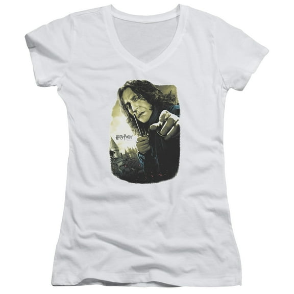 Trevco  Harry Potter & Snape Poster-Junior V-Neck T-Shirt, White - Extra Large