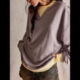 thumbnail image 4 of Sudaderas de Talla Grande para Mujer, Camisetas de Larga Extragrandes, Camisetas Casuales de Cuello Redondo con Bloques de Color, Camisetas Tipo Túnica. Gris S, 4 of 7