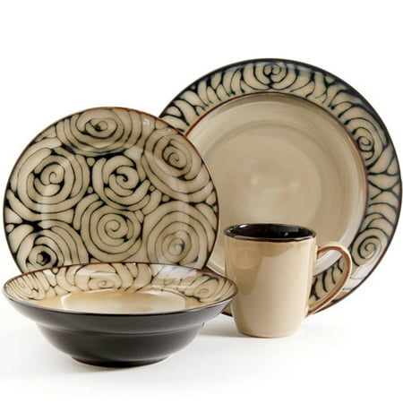 Gibson Bright Bella 16Pc Dinnerware Set-Red And Cream Reactive Stoneware
