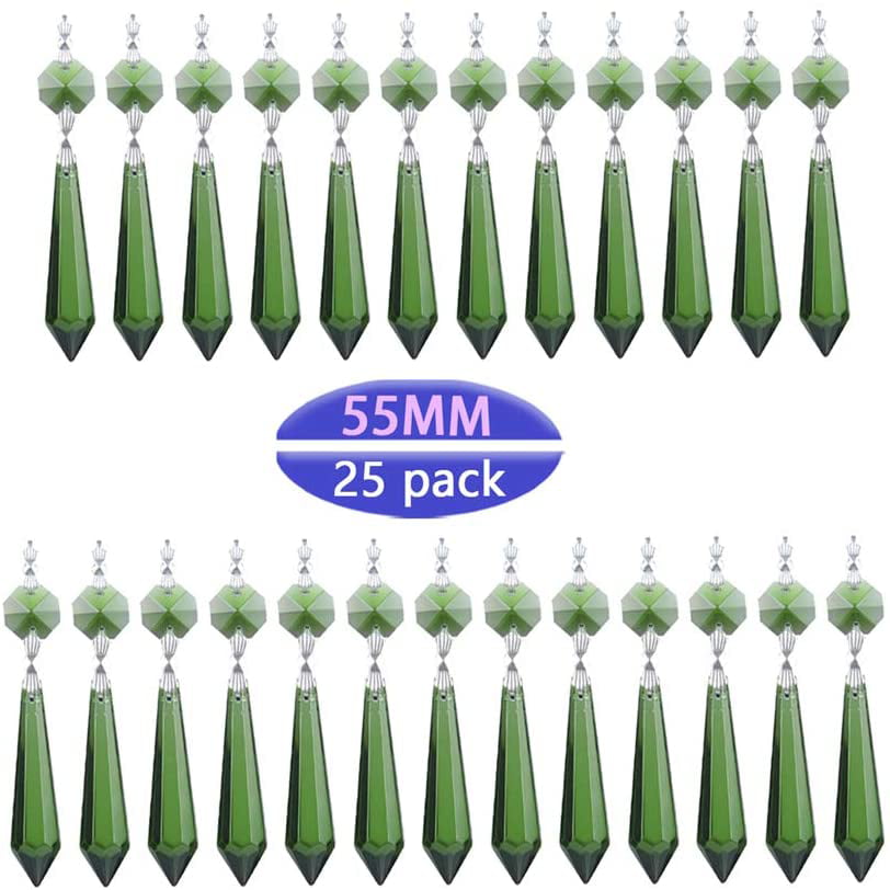10 Green Glass Crystals Chandelier Lamp Lighting Part Prisms Drops Pendants 55MM 