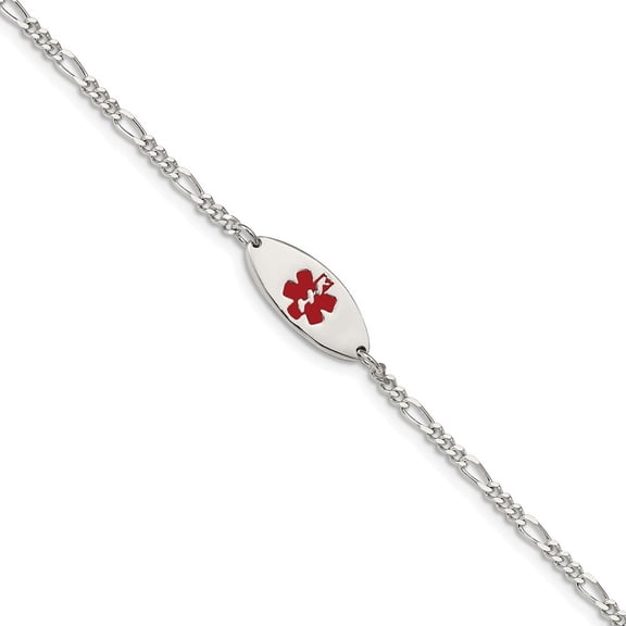 Sterling Silver Enameled Medical Alert Bracelet - 3.7 Grams