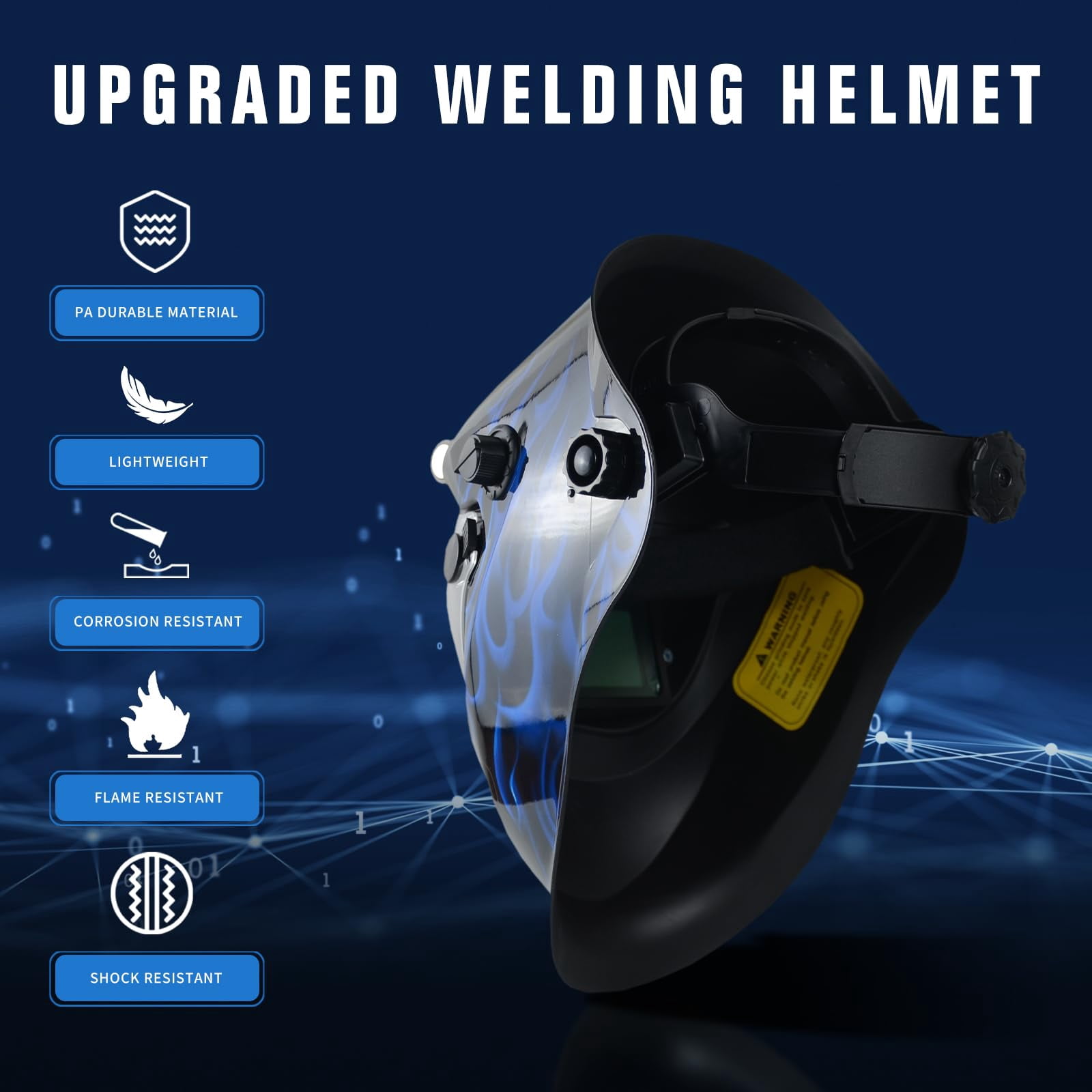 Auto Darkening Welding Helmet with Light Solar Powered True Color Welding Hood 2 Arc Sensor Wide Shade 9-13 Welding Mask with Extra Grinding Mode Weld Helmet