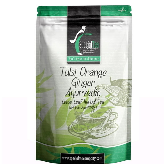 Special Tea Tulsi Orange Ginger Ayurvedic, Loose Leaf Herbal Tea 8 oz