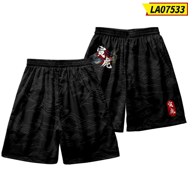 Pantalones cortos holgados de estilo japonés para hombre y mujer, ropa de calle masculina con estampado de zorro, cintura elástica, color negro, de talla grande, para verano Fivean unisex
