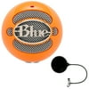 Blue Microphones Snowball USB Microphone - Bright Orange (SNOWBALL-NO) with Pop Shield Universal Pop Filter Microphone Wind Screen with Mic Stand Clip