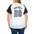 thumbnail image 5 of Women's Plus Size Disney Mickey Mouse Baseball Jersey 28 Shirt White Button Down, 5 of 7