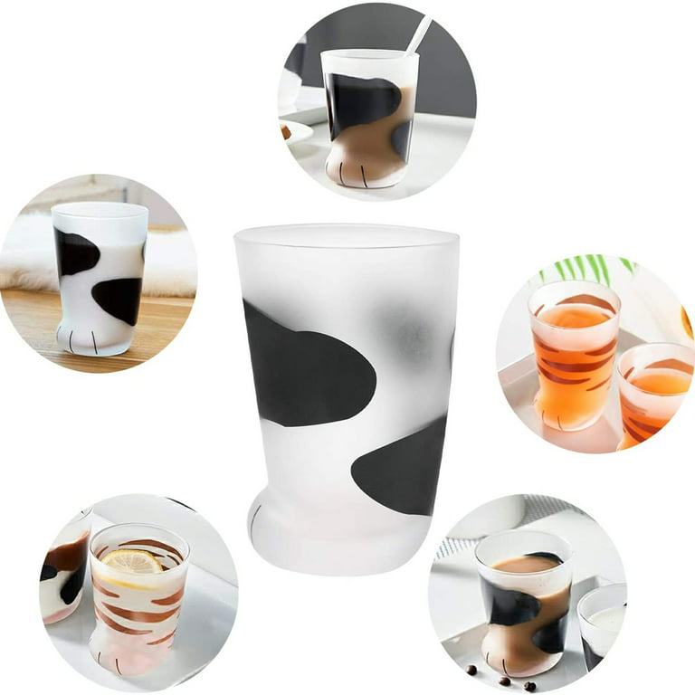 COUTEXYI 300ML Cat Claw Cup, Creative Breakfast Milk Cup Personality  Frosted Glass Cup for Men Women Kids 