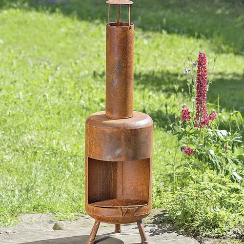 Whole House Worlds Garden Iron Wood Burning Chiminea by
