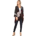 thumbnail image 7 of Sakkas Avi Women's Reversible Open Front Poncho Cardigan Ruana Cape Shawl W/Fringe - Gray - One Size Regular, 7 of 7