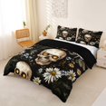 thumbnail image 2 of Homewish Vintage Daisy Dragonfly Skull Duvet Cover Queen for Kids, Floral Moth Cottagecore Print Queen Bedding, Black Reversible, 3-Piece, 1 Duvet Cover and 2 Pillowcases, 2 of 5
