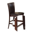 thumbnail image 2 of 41 Inch Vegan Faux Leather Counter Chair, Raised Back, Set of 2, Brown- Saltoro Sherpi, 2 of 5