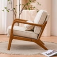 thumbnail image 3 of Tcbosik Modern Upholstered Lounge Armchair with Solid Wood Frame, Mid-Century Linen Fabric Accent Single Chair w/ Plush 5.5" Cushion & Lumbar Pillow, Perfect for Living Room, Reading Nook, Off-White, 3 of 9