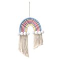 thumbnail image 1 of Moon stars Organizador de lazos para el pelo, tapiz de macramé con borlas bohemias, tejido a mano, arcoíris, para colgar en la pared, 1 of 5