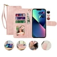 thumbnail image 1 of Wallet Phone Cases for iPhone 13 Pro / 13 Mini / 13 Pro Max, PU Leather [Wrist Straps] [RFID Blocking 3 Card Slots 3] Flip Folio Wallet Case Cover -Wine Red, 1 of 8
