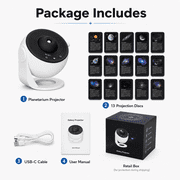 QXWPBV 13 in 1 Planetarium Projector for Bedroom, Star Galaxy Projector Night Light with Timer, USB Powered Space Lamp for Room Decor, White