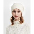 thumbnail image 3 of Gorro de invierno con puños para mujer, tejido de doble capa que mantiene el calor ER, 3 of 5