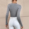 thumbnail image 7 of Baqcunre Long Sleeve T Shirt Women's Autumn And Winter Solid Color Knit Shirt Round Neck Stripe Slim Fitting Long Sleeved Top Warm And Layered Sweater Crop Tops Womens Tops Grey XL, 7 of 7