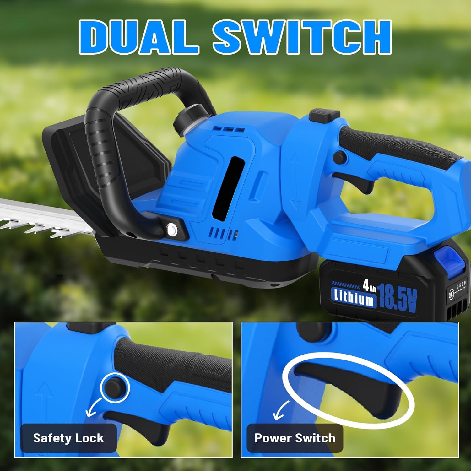 Azzunox 20 Inch Brushless Cordless Hedge Trimmer, Lightweight Bush Trimmer with 21V Max 4.0Ah Battery and Charging Cable