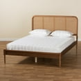 thumbnail image 6 of Baxton Studio Elston Mid-Century Modern Walnut Brown Finished Wood and Synthetic Rattan Queen Size Platform Bed, 6 of 7