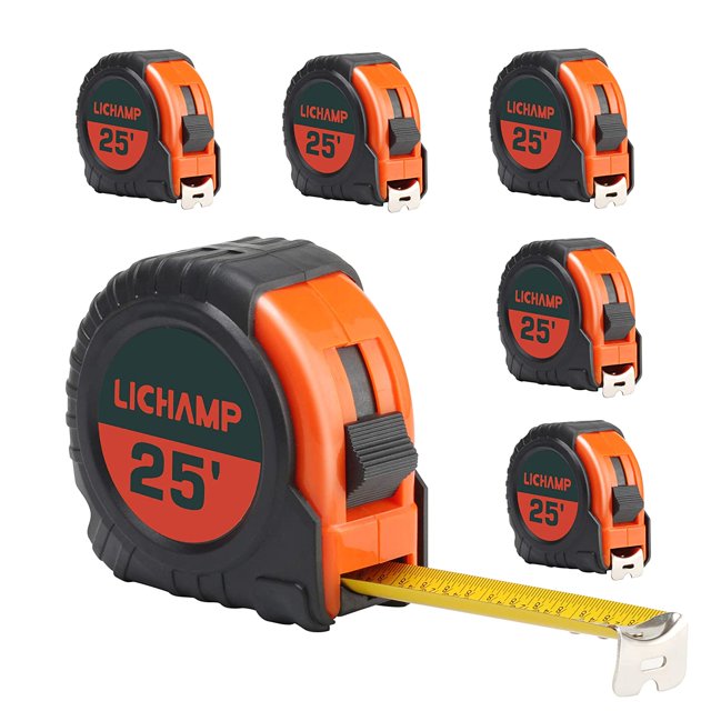Tape Measure 25 ft, 6 Pack Bulk Easy Read Measuring Tape Retractable with Fractions 1/8, Measurement Tape 25-Foot by 1-Inch