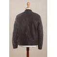 thumbnail image 6 of NOVICA Artisan Handmade Men's Leather Jacket Classic Biker in Dark Brown Clothing Coat Solid India ' Suave Elegance', 6 of 10