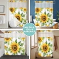 thumbnail image 5 of No Hook Shower Curtain with Snap in Liner, Summer Sunflower Yellow Floral Waterproof Bath Curtain Double Layers with See Through Top Window, Green Leaves Plant Hotel Shower Curtains 60x72in, 5 of 9