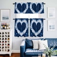 thumbnail image 5 of Watercolor Blue White Heart Tie Dye Curtain Tier and Valance Set 3 Piece, Traditional Ethnic Style 3-inch Rod Pocket Window Tier Curtains Valance for Kitchen Living Room, 5 of 9