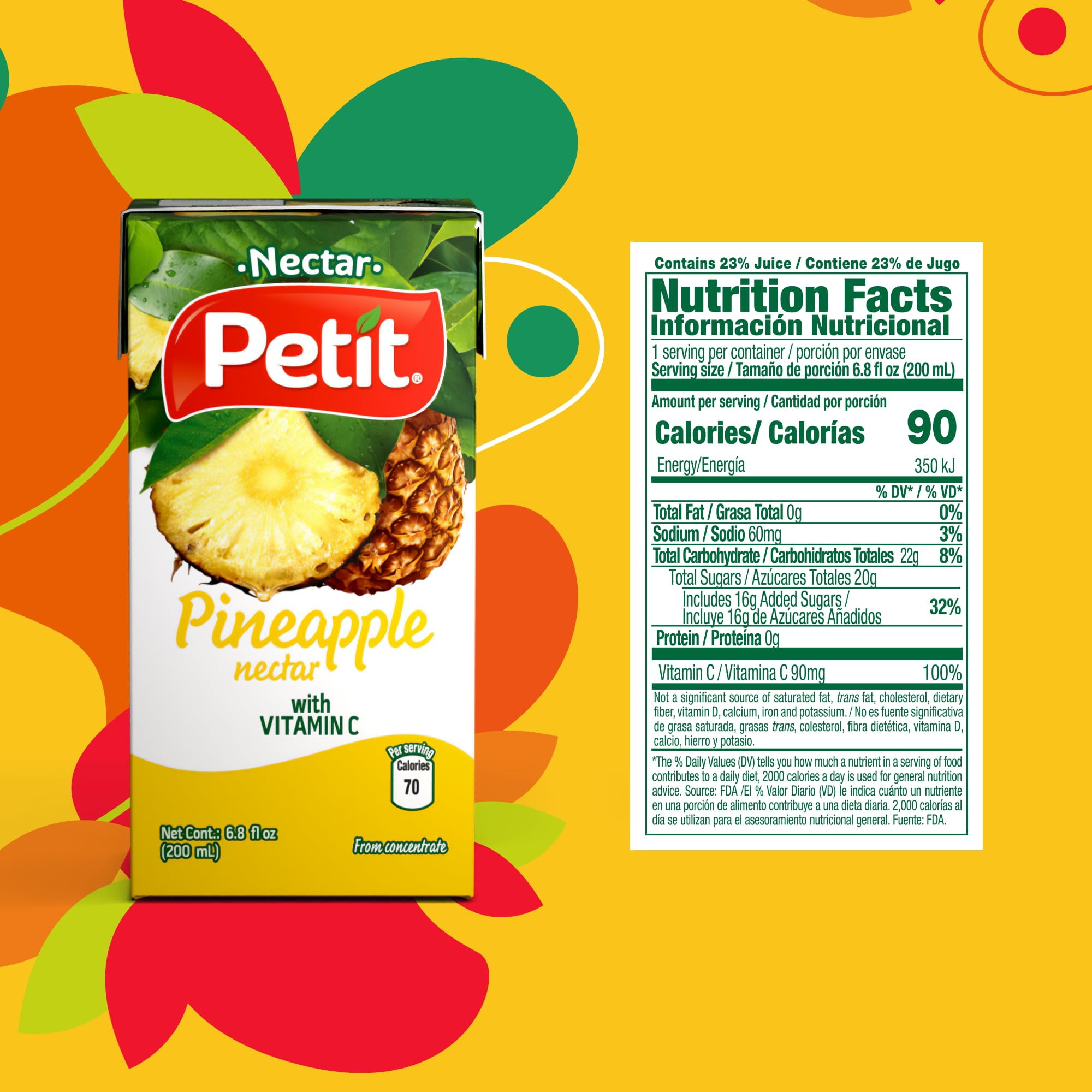 Petit Pineapple Nectar, 200 ml (Pack of 24) – Refreshing Tropical Fruit Beverage