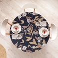 thumbnail image 4 of Ambesonne Tropical Floral Fitted Round Tablecloth, Art of Night Bloom, 40"- 44" Diameter, Dark Indigo Sand Brown, 4 of 5