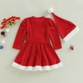 thumbnail image 4 of Hotiary Toddler Baby Girls Christmas Dress Velvet Santa Bow Dress with Hat Winter Xmas Party Holiday Dresses for 12M-5T, 4 of 8