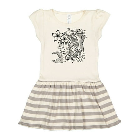 

Inktastic Koi Fish Illustration Black Gift Toddler Girl Dress