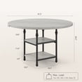 thumbnail image 2 of 47.2 Inch Round Dining Table for 4 People, 1.6 Inch Thick Wooden Top & Metal Roman Column Legs, Round Kitchen Table with 3-Layer Storage Shelves for Dining Room, Kitchen, Grey, 2 of 9