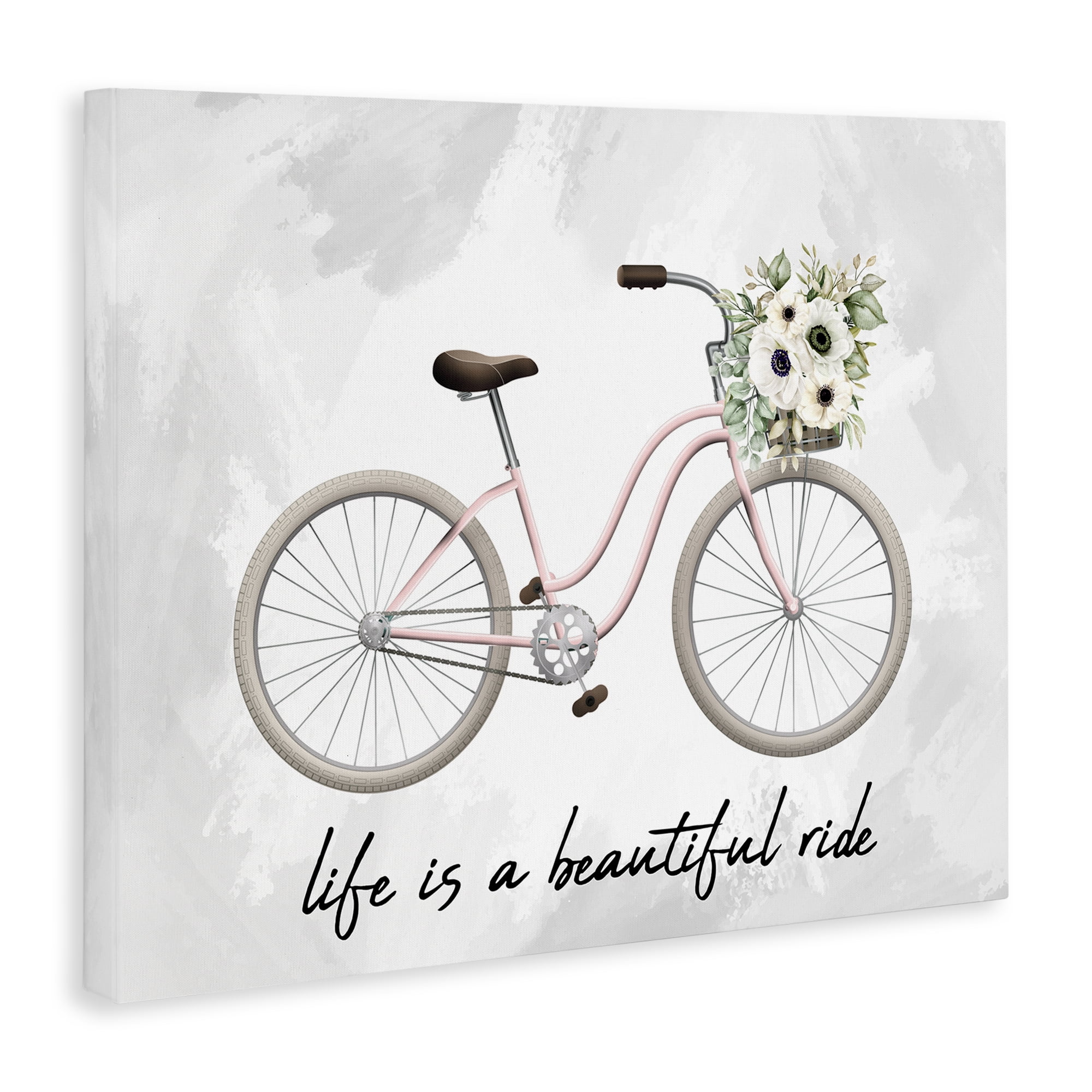 Stupell Industries Beautiful Ride Floral Bike Transportation Painting Wrapped Canvas Art Print Wall Art, 30 x 24