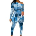 thumbnail image 2 of Puntoco Traje de top dividido con dobladillo de manga larga y hombros estampados a la moda para mujer Puntoco Puntoco-6660, 2 of 6