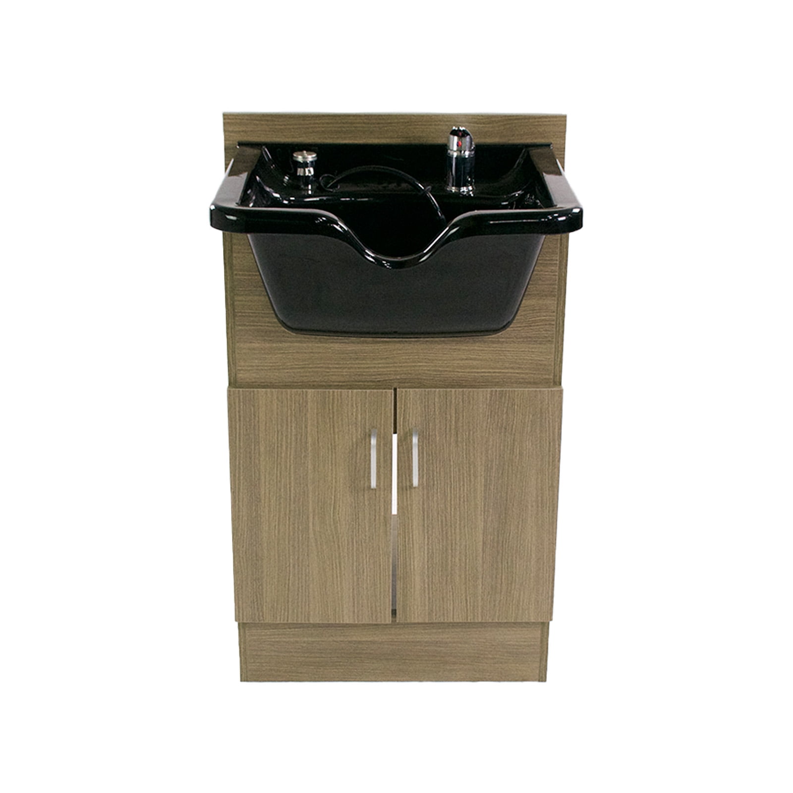 Shampoo Cabinet SANDEN II Light Wood w Faucet, Bowl, Drain for Hair Studio Beauty Salon and Spa