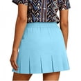 thumbnail image 3 of Pleated Mini Skirts with Pocket Womens High Waisted Short Skirt Ruffled Hem Cute Golf Casual Summer Clothes (S, Light Blue), 3 of 8