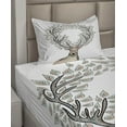 thumbnail image 3 of Ambesonne Pastel Fitted & Top Sheet Set with Sham, Myth Animal Reindeer, Soft Pink Blue, 3 of 5