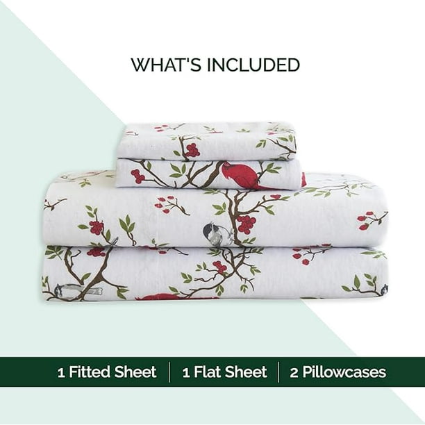 Elegant Comfort 4 Piece Flannel Sheet Set Holiday Christmas Flannel Sheets Warm and Cozy Anti Pill Quality Deep Pocket Fitted Sheet King Cardinal Walmart Business Supplies