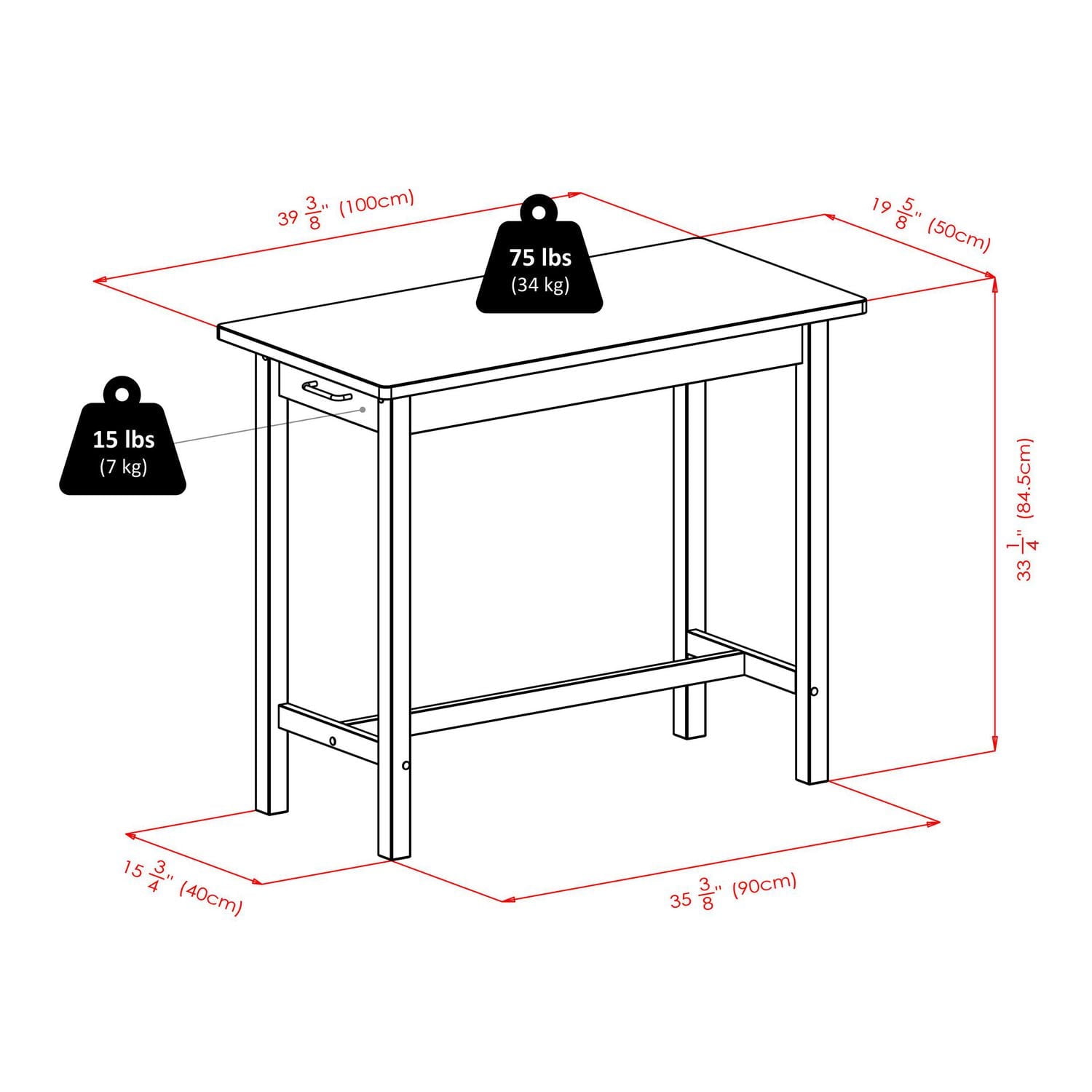 Winsome Sally Breakfast Table in Walnut finish