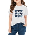 thumbnail image 4 of Kids Valentine T-Shirt for Girls with Denim Heart Print | Cotton Short Sleeve Casual Top | White Tee for Everyday Wear | Sizes 4, 5, 6, 7, 8, 10 Years Old,Size 5 T, 4 of 9