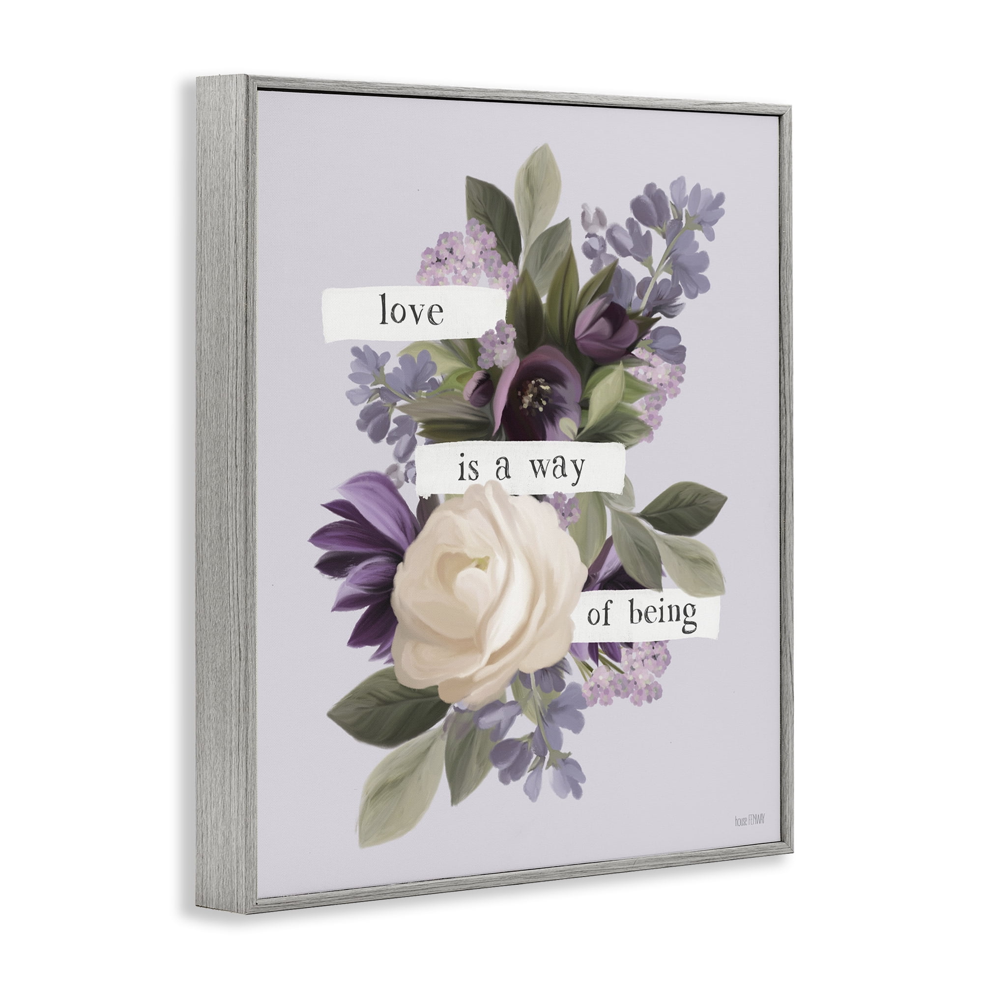 Stupell Industries Love Is Way Of Being Botanical & Floral Painting Gray Framed Art Print Wall Art, 24 x 30
