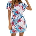 thumbnail image 2 of Jusqu'à 65 % de Rabais! Robes d'Été Mode pour Femmes 2024 Grande Taille Décontractées Amples Imprimées Robe de Plage Robe d'Été Col en V Manches Courtes Robes, 2 of 7