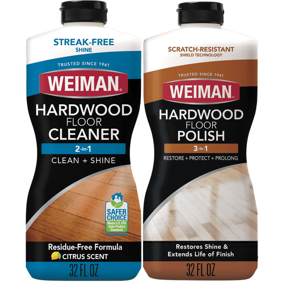 Weiman Hardwood Floor Cleaner & Hardwood Polish & Restore High Shine Floor Polish Kit - Restore Dull Hardwood Floors