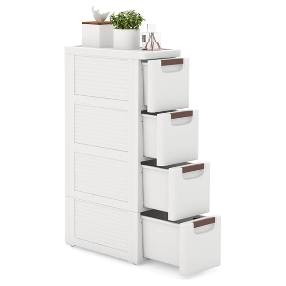 4-Drawer Narrow Storage Cabinet, Slim Rolling Cart, Mobile Plastic Cart Container with Pull Handles, Built-in Wheels, for Living Room, Kitchen, Bathroom, Office (7.5"x16.5"x29.5" (4 Drawer))