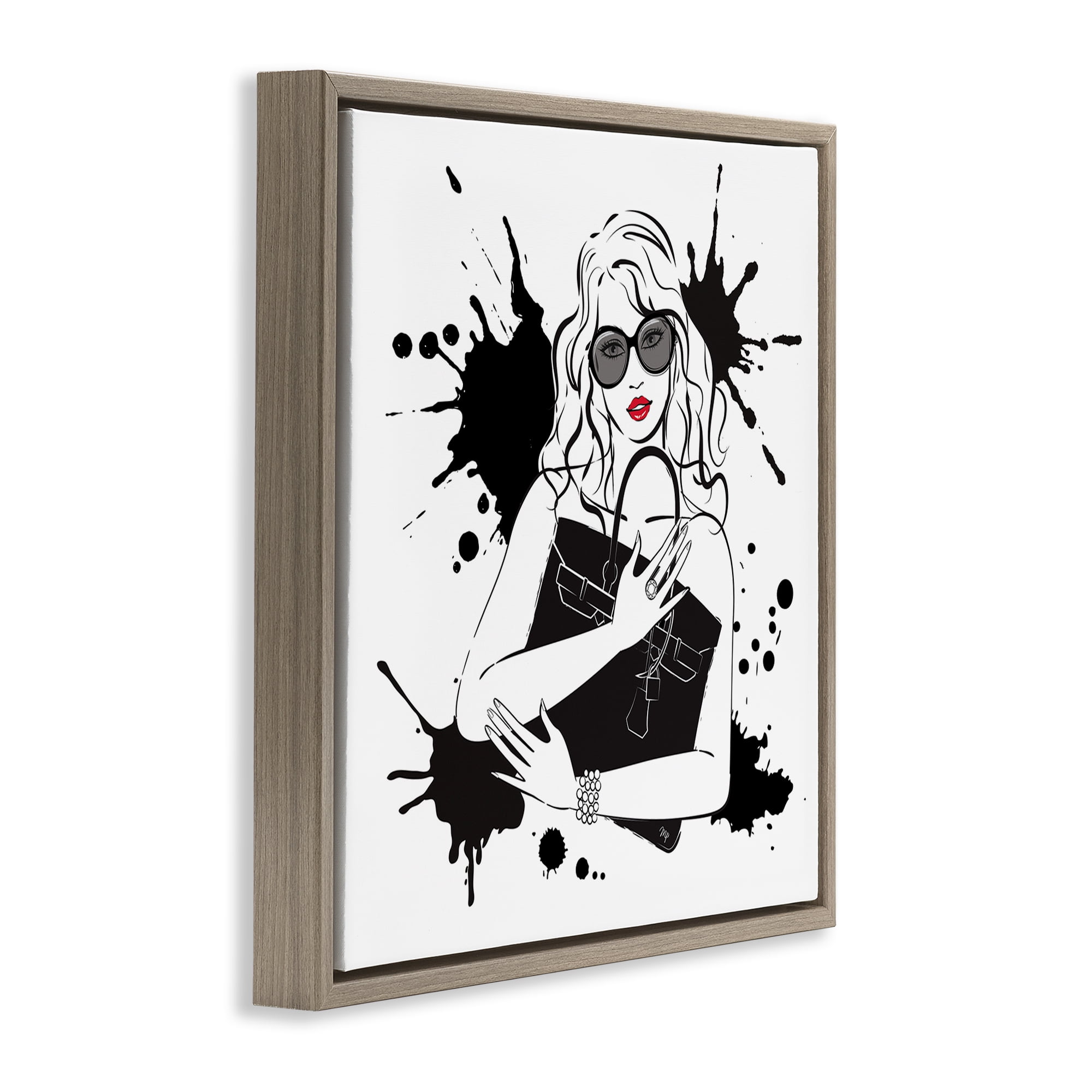 Stupell Industries Black Bag Elegance & Glamour Brown Framed Floater Canvas Wall Art, design by Martina Pavlova