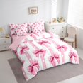 thumbnail image 3 of Feelyou Chic Bow-tie Kids Bedding Comforter Set 7pcs, Watercolor Pink Bowknot King Bedding Sets, Kawaii Princess Style Reversible Bed Sheets, Lightweight Room Decor, 3 of 7