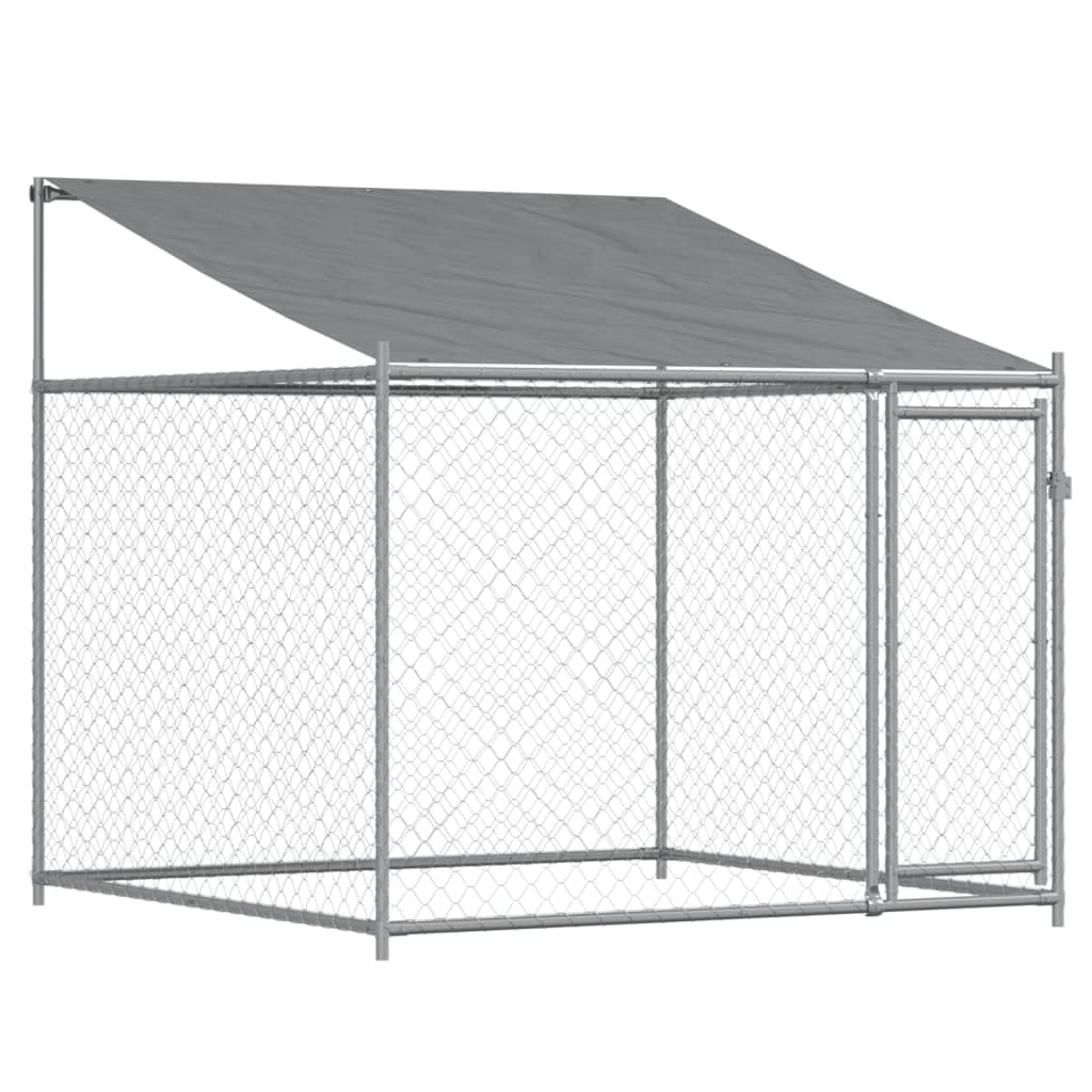 vidaXL Dog Cage with Roof and Door Gray 13.1'x6.6'x6.6' Galvanized Steel